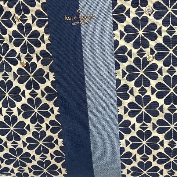 Kate Spade Flower Jacquard Stripe Everything Medium Tote blue and navy - Picture 7 of 15